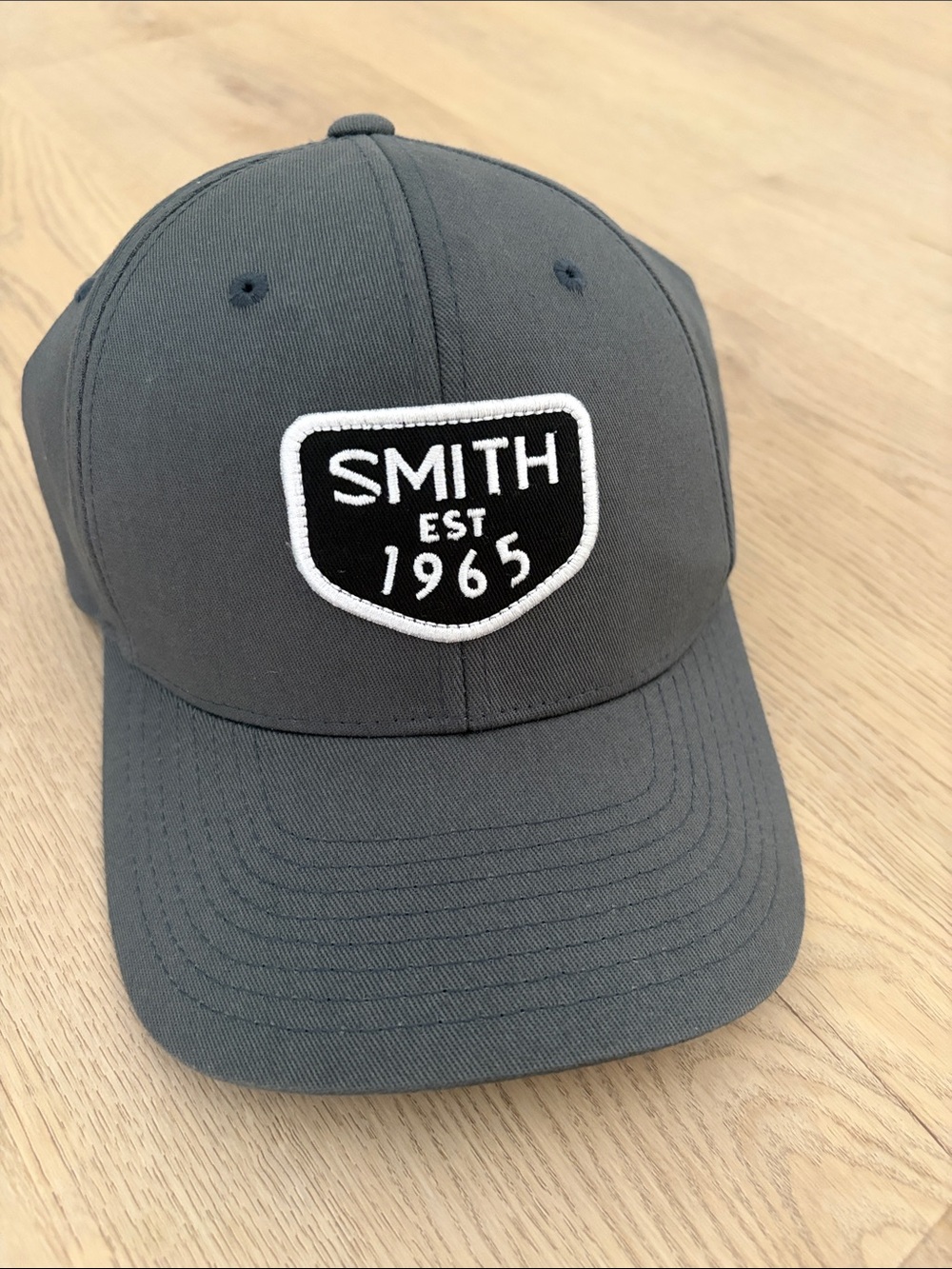 SMITH Gray Baseball Cap with Black & White Embroidered Patch